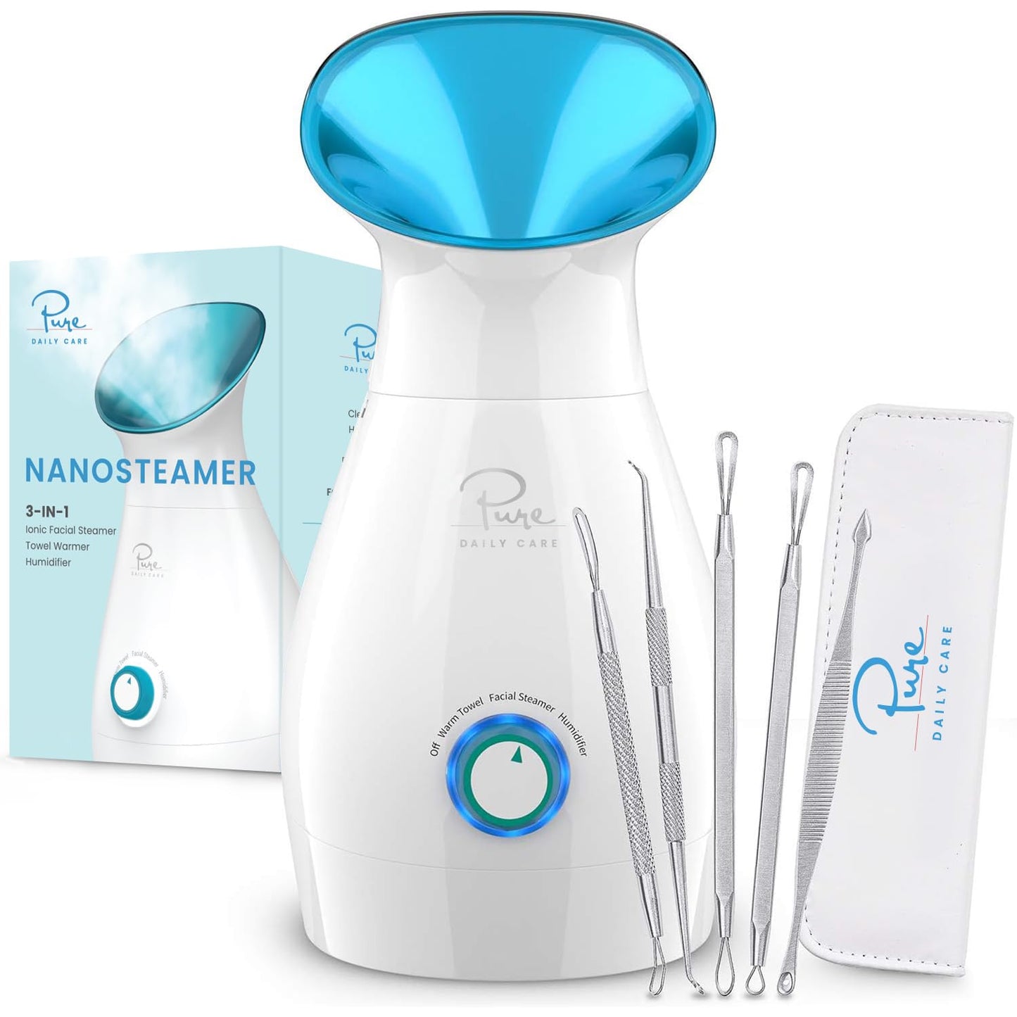 NanoSteamer 3-in-1 Nano Ionic Facial Steamer with Skin Kit