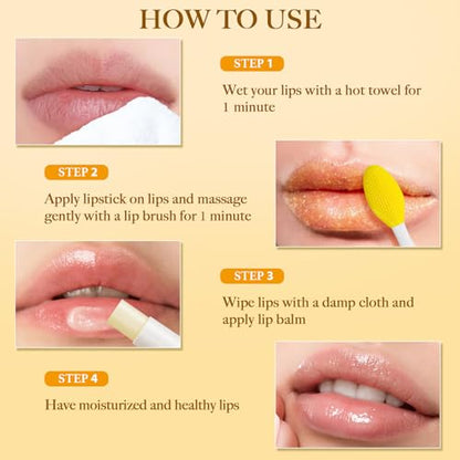 3-Piece Turmeric Lemon Lip Scrub & Balm Set with Brush