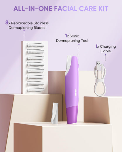 Yecheer Sonic Dermaplane Razor with 8 Refill Blades