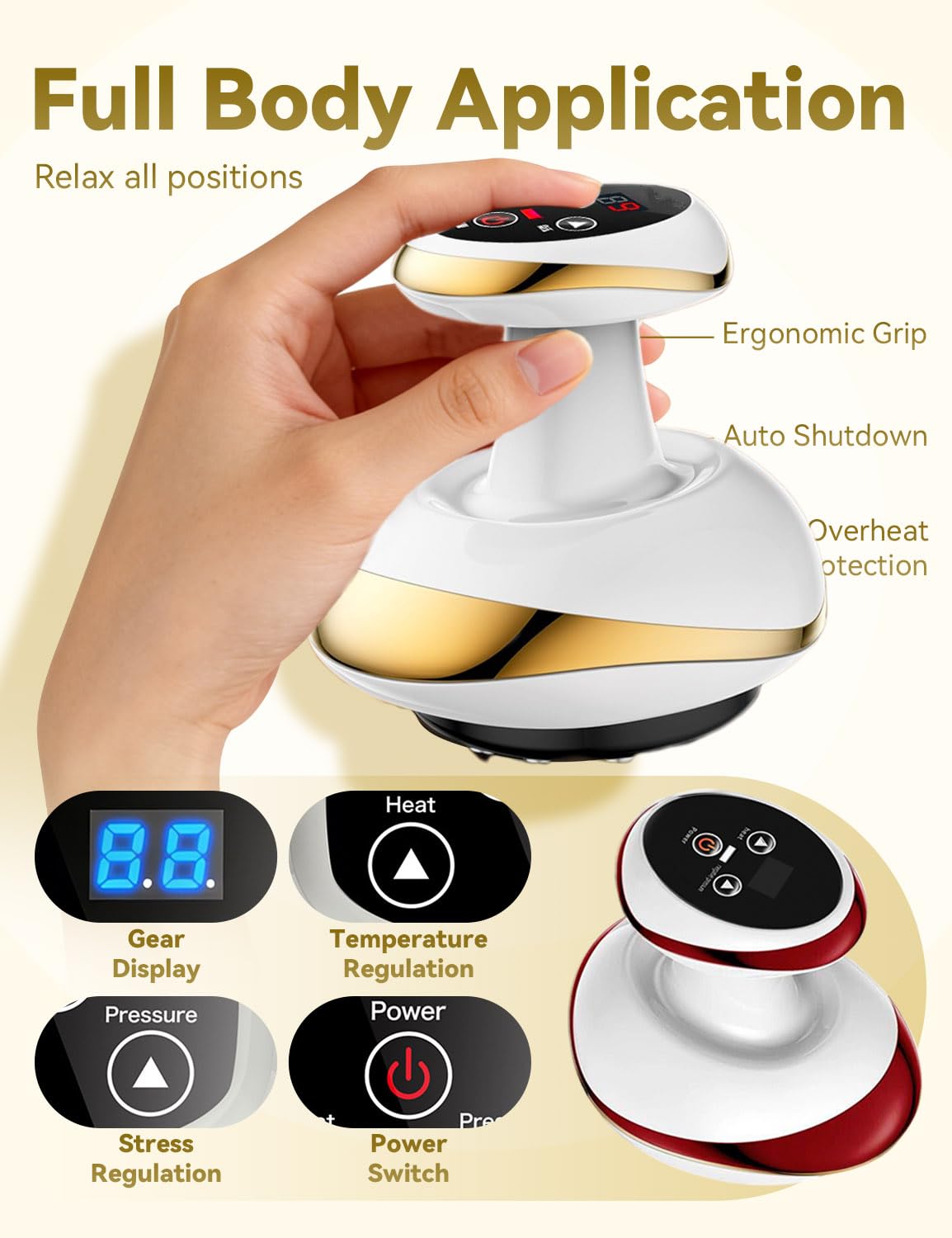 4-in-1 Heated Cellulite Massager with Suction & Rolling Massage