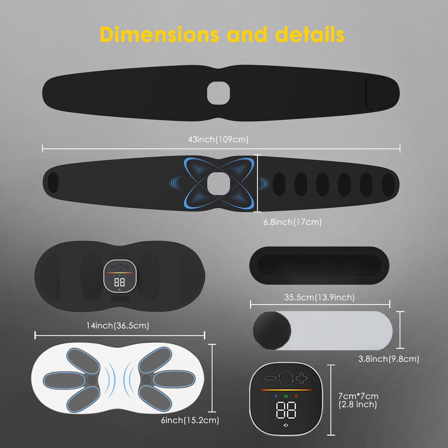 Ab Stimulator Belt with Heat for Belly & Lower Back