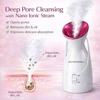 Rucci Nano Ionic Facial Steamer Spa Kit with 12-Piece Skincare Set