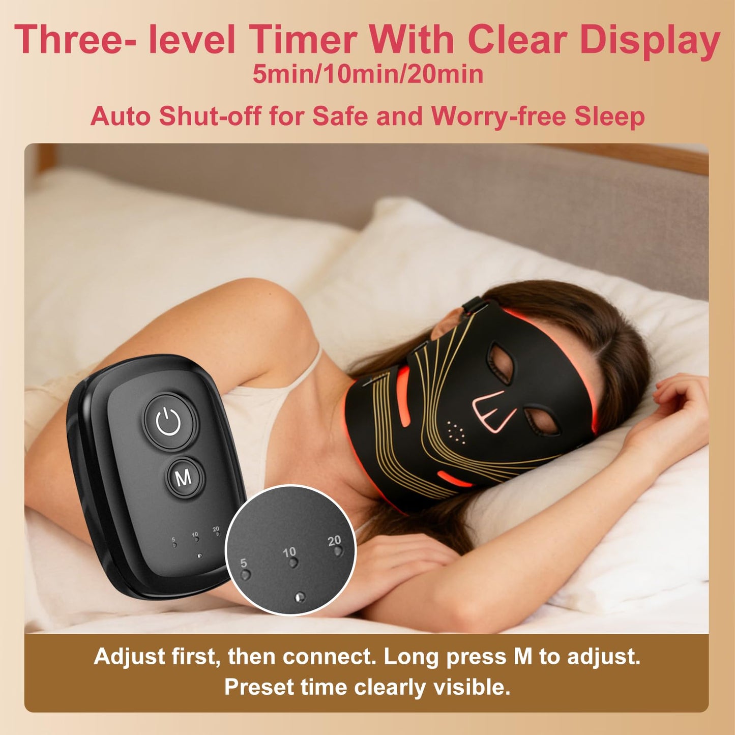 Cordless LED Face & Neck Mask with Red Light Therapy