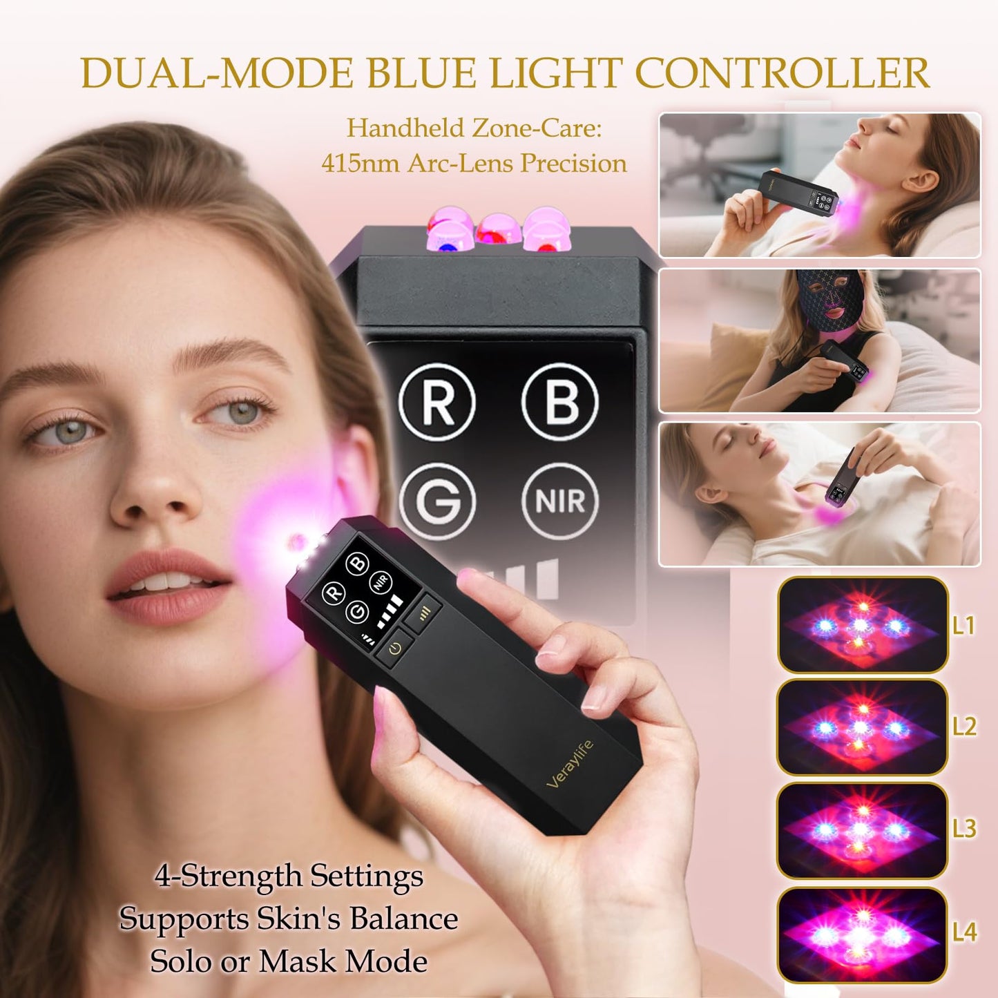 LED Facial Mask with Red, Blue & Near Infrared Light Therapy