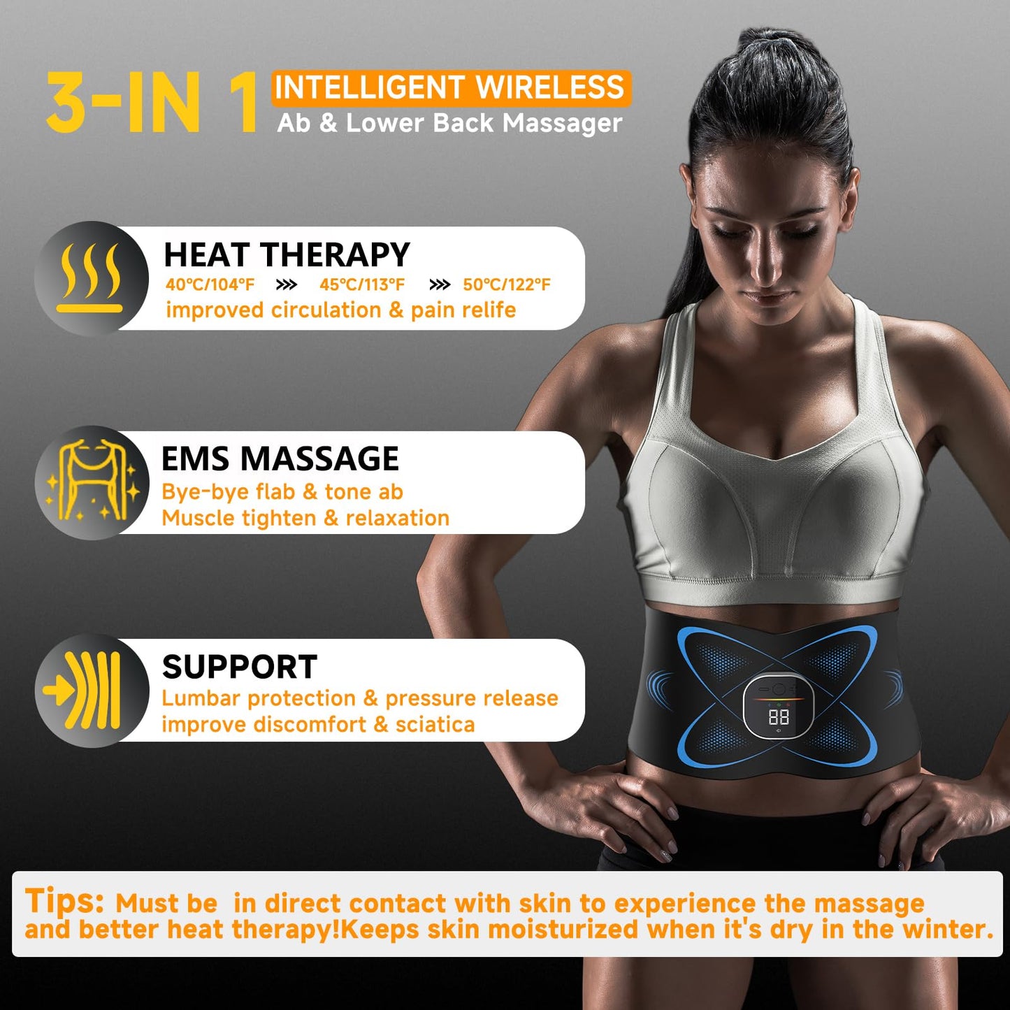 Ab Stimulator Belt with Heat for Belly & Lower Back