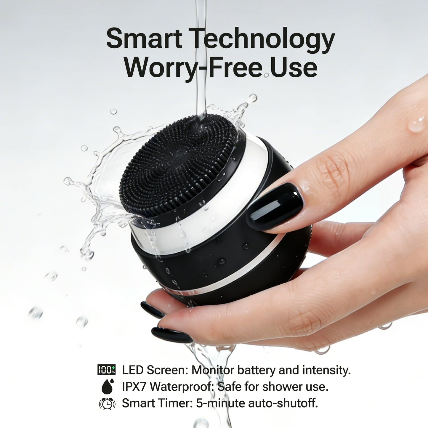 Electric Silicone Facial Cleansing Brush with LED Screen