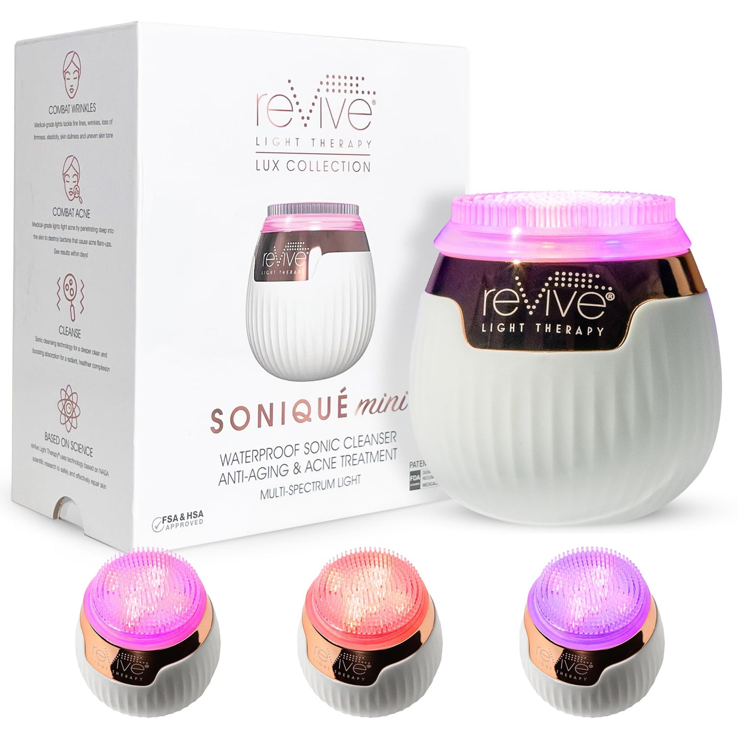 reVive Soniqué Mini Sonic Facial Cleansing Brush with Light Therapy