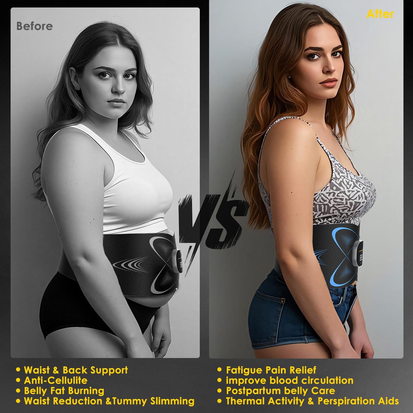 Ab Stimulator Belt with Heat for Belly & Lower Back