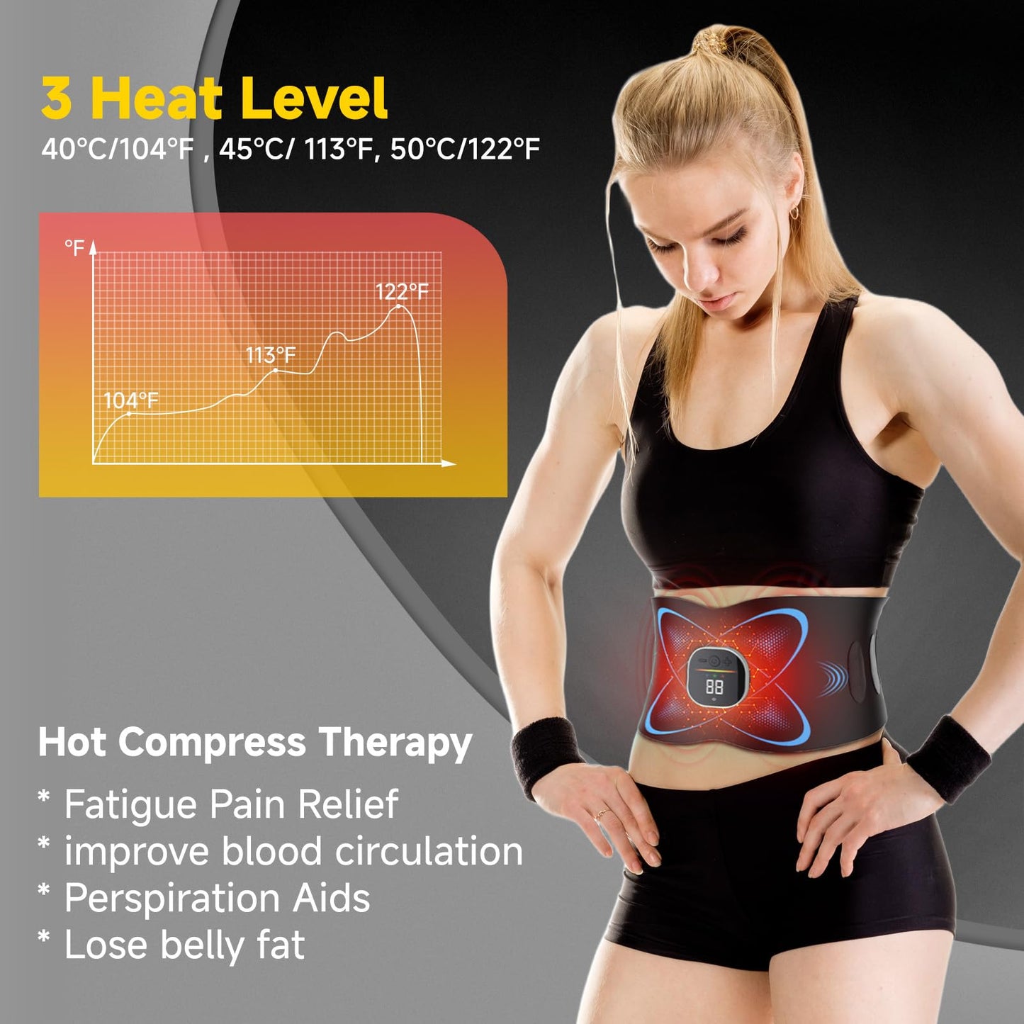 Ab Stimulator Belt with Heat for Belly & Lower Back