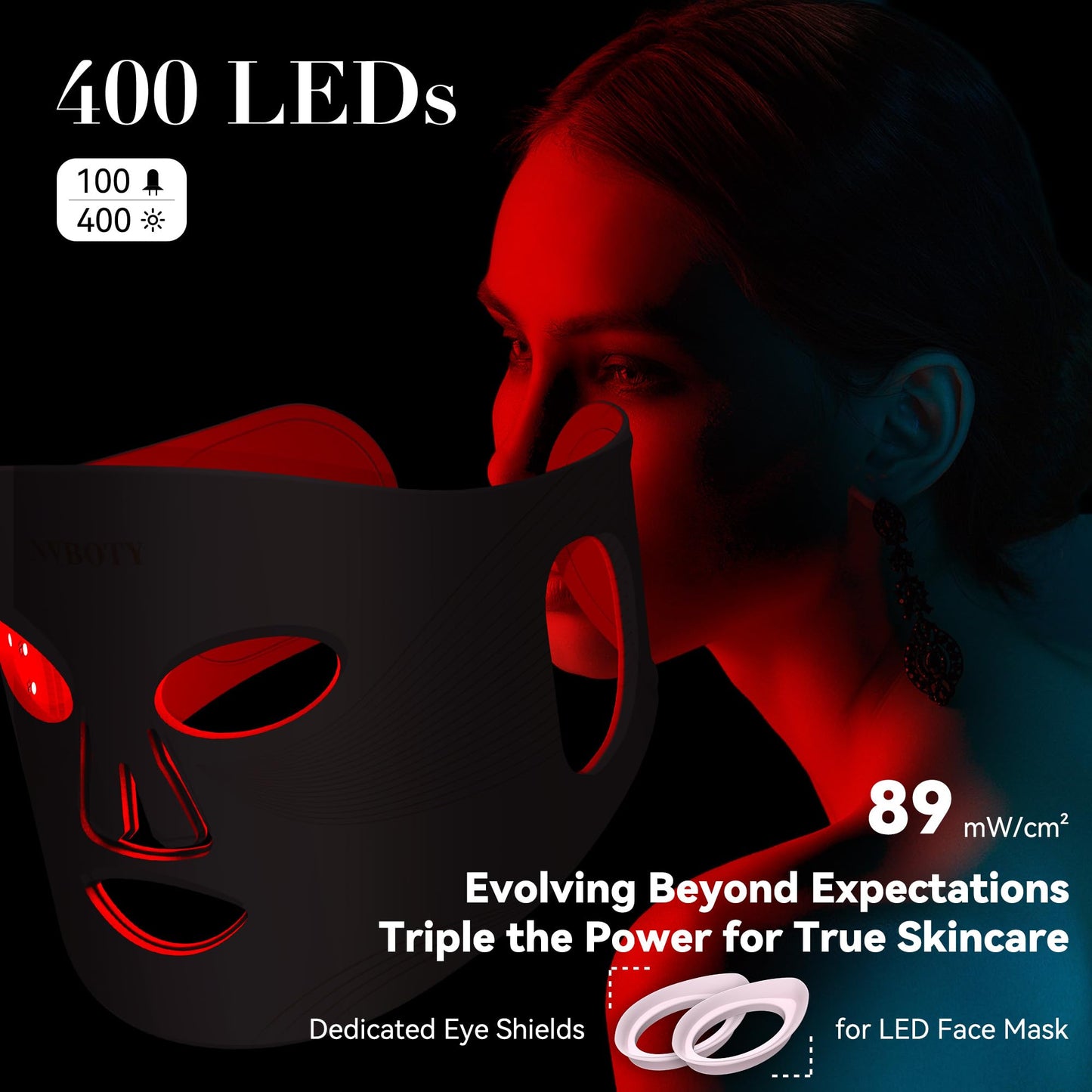 NVBOTY LED Face Mask with 4 Light Therapy Modes