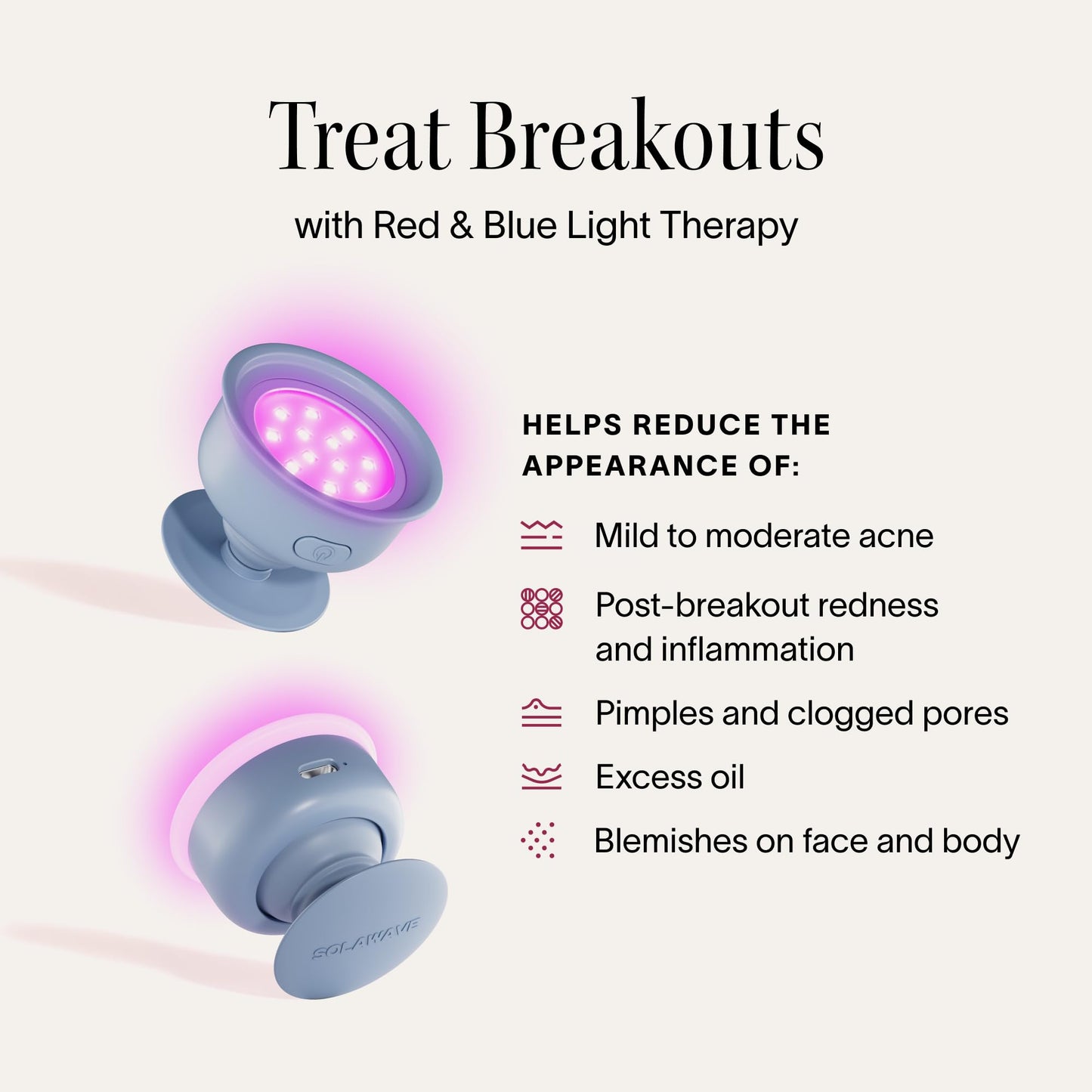 Solawave Bye Acne Light Therapy Wand for Face & Body