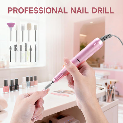 45000RPM Rechargeable Electric Nail Drill Kit with 11 Bits & 50 Sanding Bands