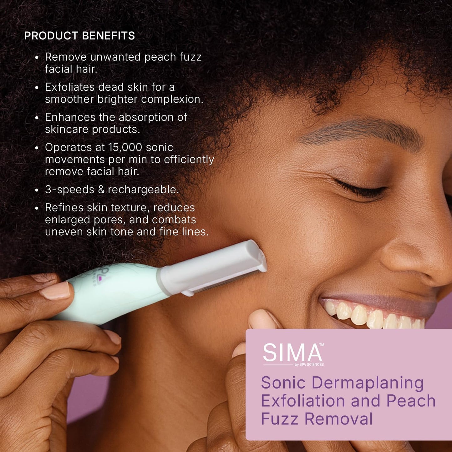 SPA SCIENCES SIMA 2-in-1 Sonic Dermaplaning Tool