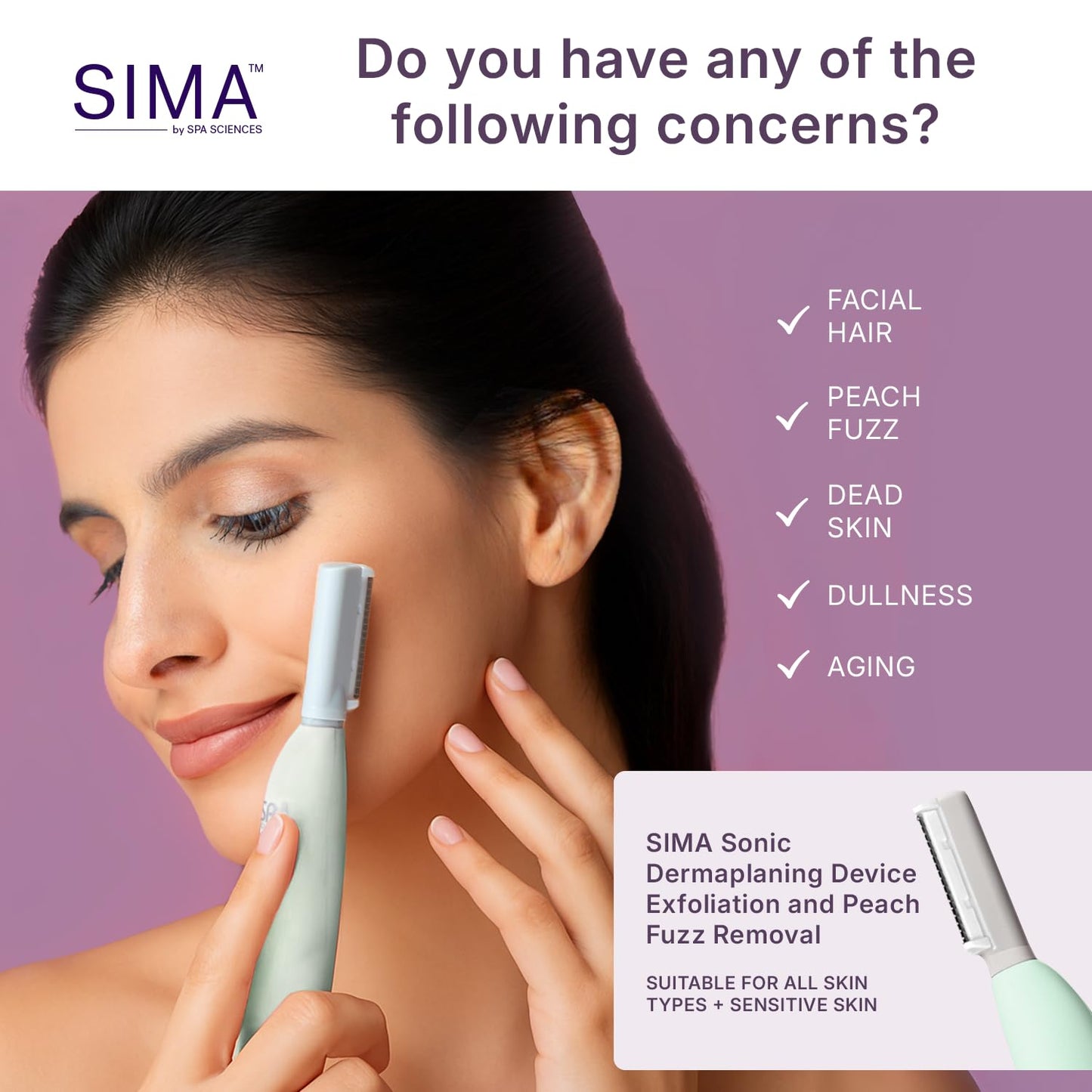 SPA SCIENCES SIMA 2-in-1 Sonic Dermaplaning Tool