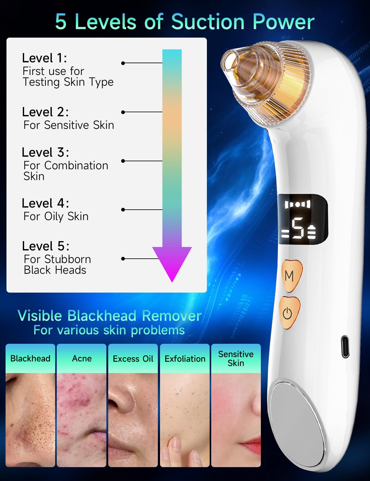 Blackhead Remover Pore Vacuum with Camera & Heating