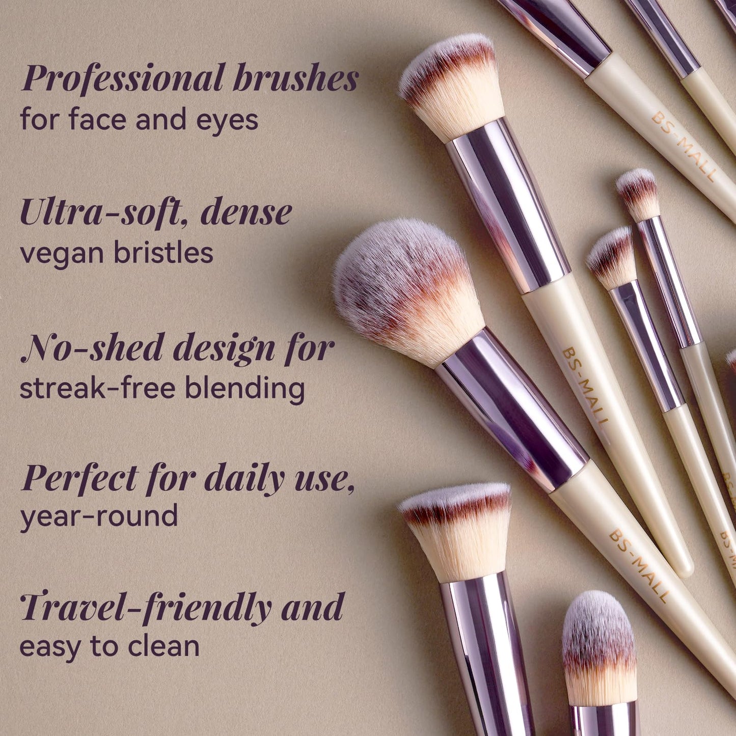 BS-MALL 18-Piece Makeup Brush Set with Case