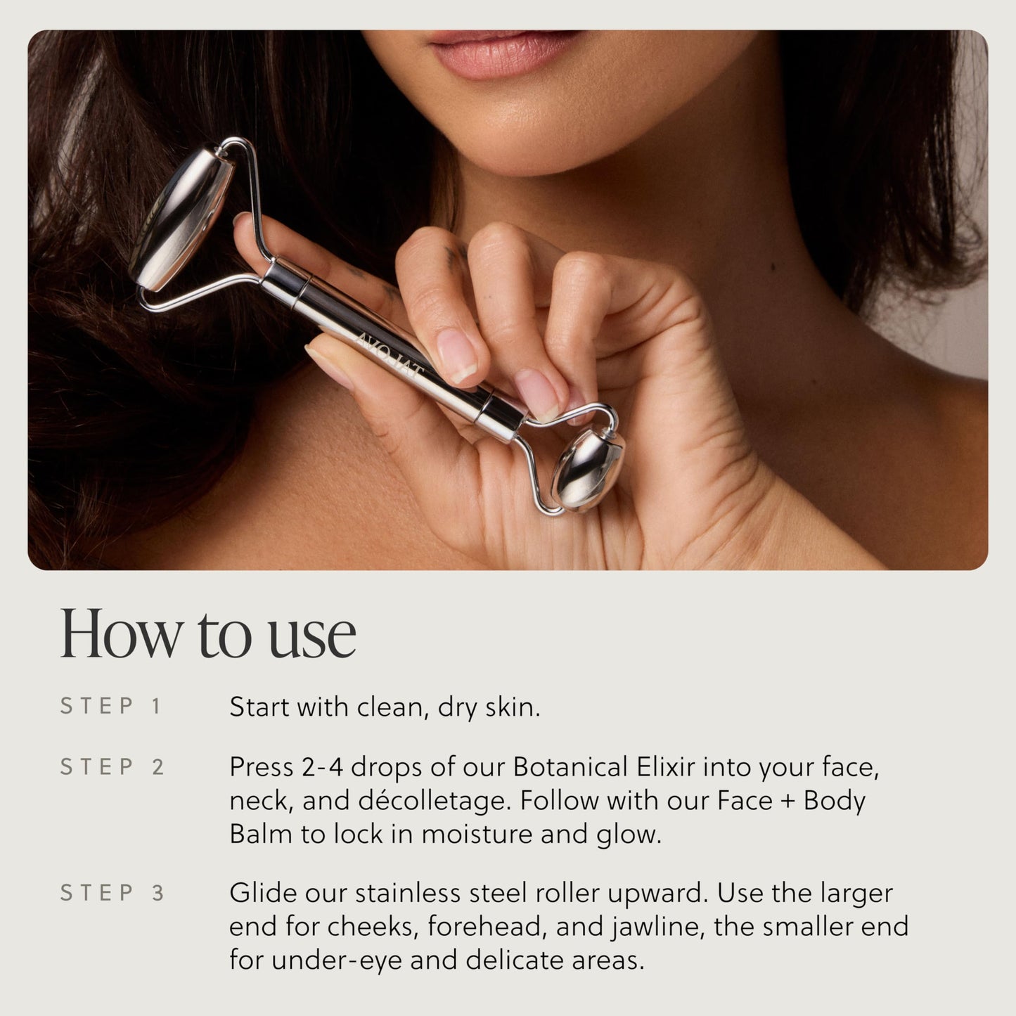 TALOVA Stainless Steel Facial Roller for Face & Neck
