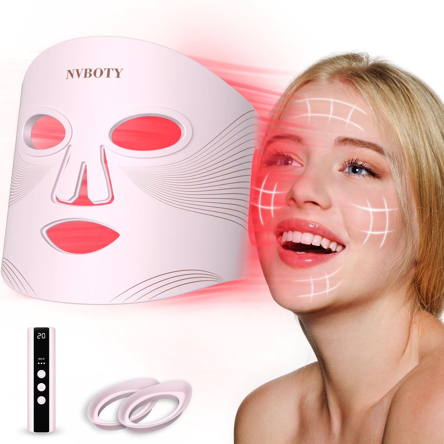 NVBOTY LED Face Mask with 4 Light Therapy Modes