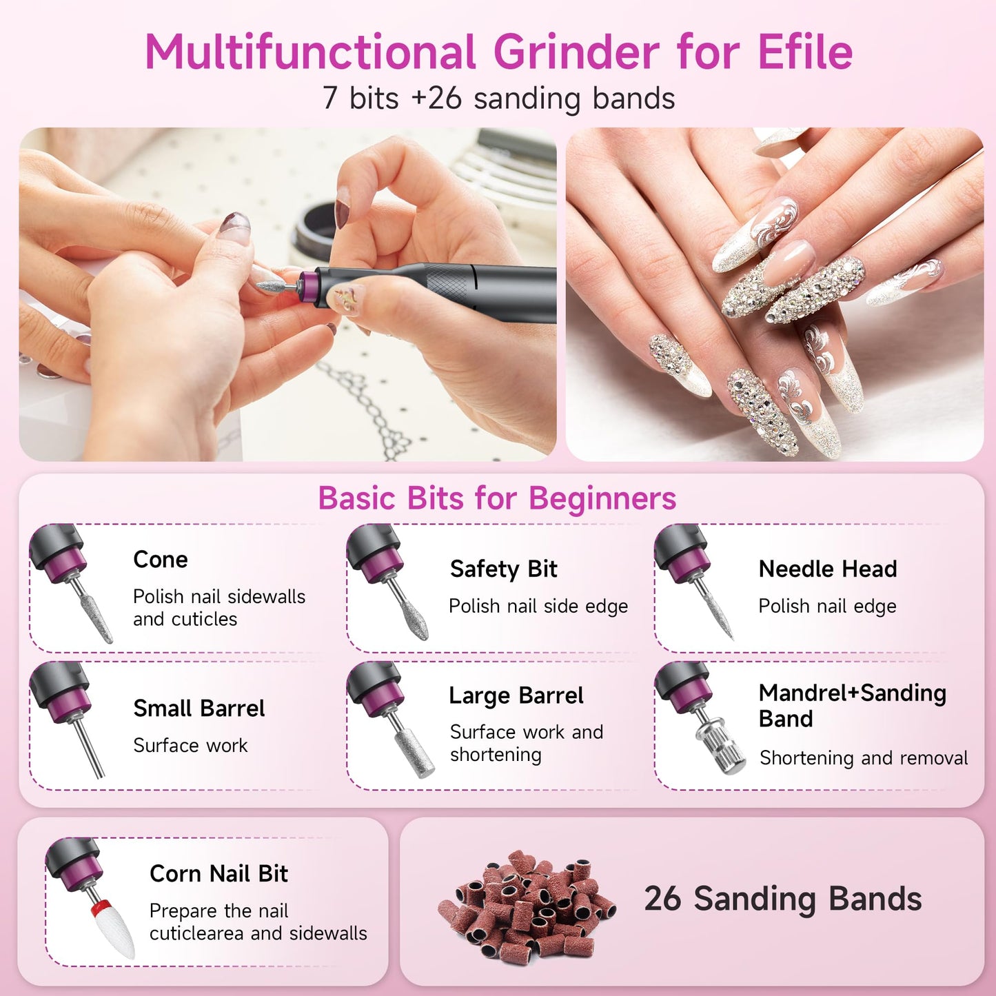 Portable Rechargeable Electric Nail Drill Kit 40000RPM