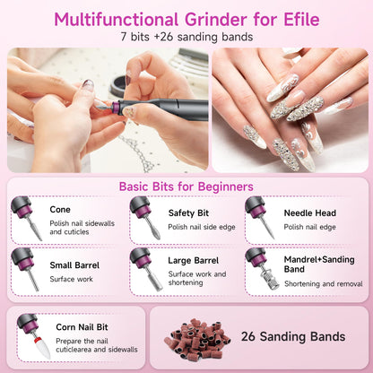 Portable Rechargeable Electric Nail Drill Kit 40000RPM